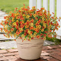 Artificial Fake Flowers Plants for Outdoor Spring Decor, 12 Bundles Faux Silk Flowers for Outdoor Outside Planter Colorful Daisy UV Resistant Look Real for Front Door Porch Patio Yard(Yellow Orange)