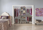 ClosetMaid SuiteSymphony Wood Closet Organizer Starter Kit with Tower and 3 Hang Rods, Shelves, Adjustable, Fits Spaces 5 – 10 ft. Wide, Natural Gray