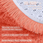 OLANLY Coral Red Round Rugs for Bedroom - Machine Washable, 5 ft Circle Area Rugs for Living Room, Soft and Fluffy Shaggy Carpet for Teen Girl and Boys, Nursery Rooms, Dorms, Home Decor Aesthetic