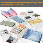 SpaceAid Drawer Organizer Clothes, 12 Pack Dresser Organizer Bins for Nursery, Closet Organization and Storage Dividers for Clothing, Baby Clothes, Underwears, Socks (White)