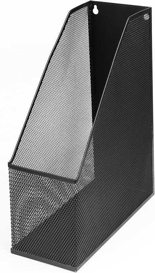 YBM HOME Mesh Steel Deluxe Magazine Rack, Extra Wide Magazine File Holder (1, Black)