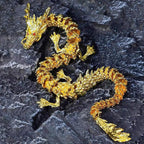 LIYAOLI Golden Dragon 3D Articulated Dragon 2024 Chinese Dragon Statue Metal Gold Dragon 15 Inch Luck Dragon for Home Office Desk Decoration