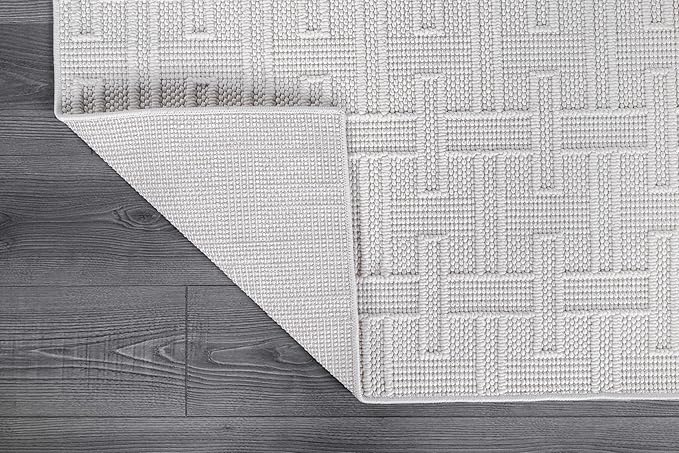 Micro Loop Indoor Rug White 6x9 Boho Geometric Neutral Area Rugs for Living Room Soft Luxury Modern Low and High Pile Durable Stain Resistant Non-Shedding Indoor Area Carpet 6 x 9