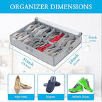 INAYA Under Bed Shoe Storage Organizer 2 Pack, Fits 32 Pairs, Large Underbed Shoe Box Storage Containers, Clear Foldable Shoes Organizer Under the Bed Sturdy Structure with Hard Bottom Support