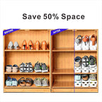Shoe Slots Organizer, 12PCS Adjustable Double Layer Stack Shoe Rack, 50% Space-Saving Storage Rack Holder, Black