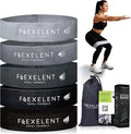 Fabric Resistance Bands for Working Out – 5 Strength Levels from Extra Light to Extra Heavy – Thick Workout Bands for Legs, Glutes, HIPS, Stretching, Strength Training with Storage Bag