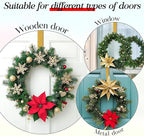 MCFULL 12 in Wreath Hangers for Front Door,Sturdy Metal Wreath Doors Hangers,Over The Door Hooks for Front Porch Decor,Gold Garland Hooks Holders for Halloween Christmas Decorations,2 Packs
