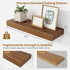 Fun Memories Floating Shelves Bathroom for Wall Mounted Shelves, 20 Inch Wood Shelf Set of 2, Home Storage & Display Decor, Walnut
