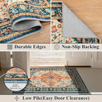 U'Artlines 2x3 Washable Boho Area Rug, Small Non Slip Vintage Doormat for Indoor Front Door Ultra Thin Mat Carpet for Entryway Kitchen Bathroom Bedroom Orange/Multi
