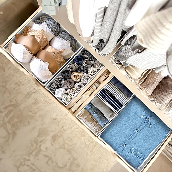 SIMPLE HOUSEWARE Foldable Drawer Organizer for Clothes/Underwear/Panty/Onesie Stocking Bin, Set of 12, Gray