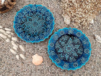 Turkish Decorative Plate Set of 2-7.08''(18 cm) Handmade Ceramic Ornament for Home Hanging Wall Decor