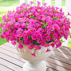 Waipfaru Artificial Flowers for Outdoors, 24 Bundles Faux Plants Outdoor, UV Resistant Artificial Plants Outdoor, Silk Petunias Fake Flowers for Outside Home Decor Planter Porch Decoration, Rose Red