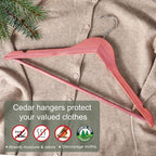 TOPIA HANGER American Red Cedar Wooden Hangers 18 Pack, Clothes Hangers for Closet, Wood Suit Hangers with Smooth Cut Notches, 360°Flexible Hook, Non-Slip Pants Bar(Natural)- CT22C