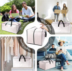12 Pack Heavy Duty Large Moving Bags W/Backpack Straps - Strong Handles & Zippers, Storage Totes For Space Saving, Fold Flat, Alternative to Moving Box and Storage Bin, Semi-Transparent