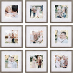 Sheffield Home 9 Piece Gallery Wall Frame Set, 12x12 Inch, Natural