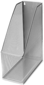 YBM HOME Mesh Steel Deluxe Magazine Rack, Extra Wide Magazine File Holder (1, Silver)