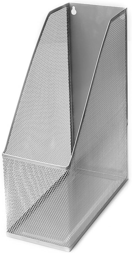 YBM HOME Mesh Steel Deluxe Magazine Rack, Extra Wide Magazine File Holder (1, Silver)