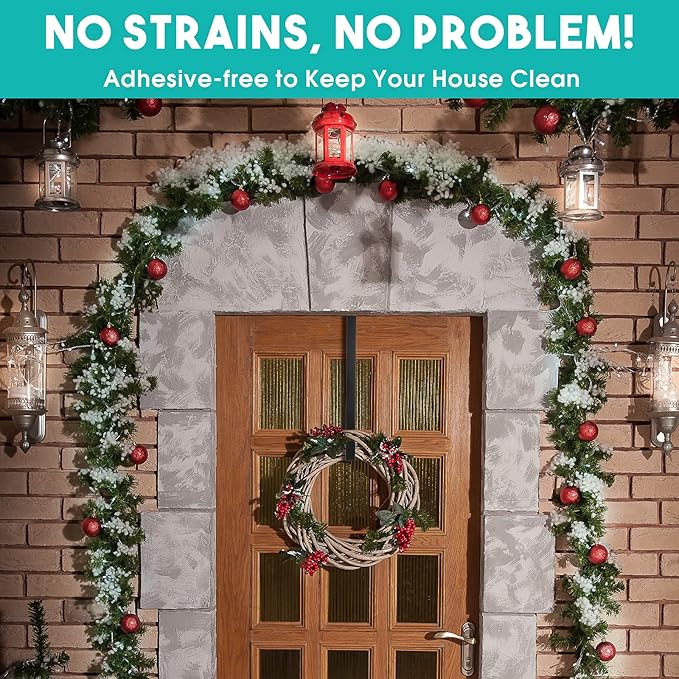 Ferraycle 8 Pcs 15 Inch Wreath Hanger for Front Door Easter Decoration Wreath Decoration Hook Over The Door Single Hook for Hanging Clothes Towels Coats