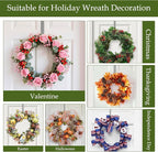 2 Pack Wreath Hangers for Front Door,14 Inch Wreath Hanger Hook for Front Porch Decor,Metal Over The Door Hooks Hanger for Halloween Fall Christmas Decorations Outdoor Indoor Home Decor,Silver