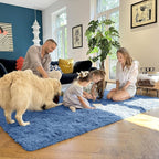 OLANLY 5x7 Machine Washable Large Area Rugs for Living Room, Bedroom, Soft Fluffy Shaggy Bedside Rug, Indoor Floor Carpet for Kids Girls and Boys, Dorms, Nursery, Home Decor Aesthetic, Blue