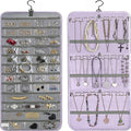 Hanging Jewelry Organizer Storage with Hanger Metal Hooks Double-Sided Jewelry Holder- Wall Mount Holder for Earrings, Necklaces, Rings on Closet, Wall, Door, 1 piece, Large, Pink