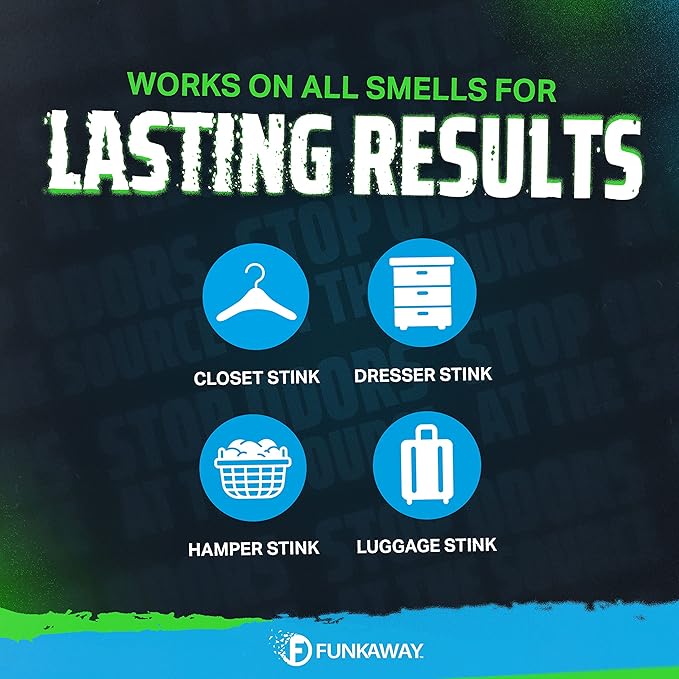 FunkAway Extreme Odor Eliminating Closet Sachet, Odor Absorbing Packet Ideal for Closets, Drawers, Hampers, Attics and Storage Spaces, Fresh Smell for Up to 90 Days