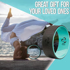 Yoga Wheel with Beginners Guide & Yoga Strap - Back Pain and Tension Relief. Comfy Roller for Stretching, Increase Flexibility. Home Exercise Kit. Ideal for Women Yogis. Improve your Posture.