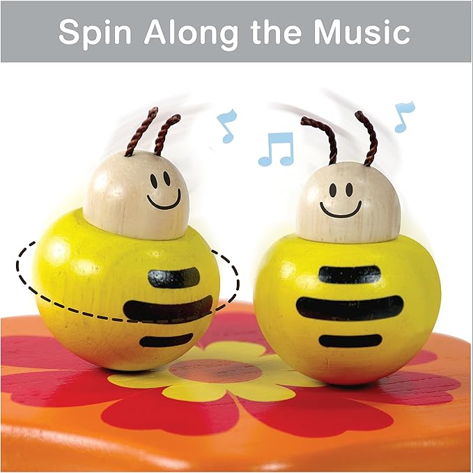 I'm Wooden Music Box Mechanism - Rock n Roll Dancing Bug on Flower Playing Minuet No.3 for Kids (Bee)