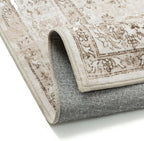 Taupe Area Rug 3x4 Washable Vintage Carpet for Office Kitchen Non Slip Retro Distressed Door Mat Low Pile Soft Oriental Medallion Thin Small Throw Rug Entryway Bedroom Bathroom Dining Room