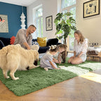 OLANLY 2x4 Machine Washable Runner Rugs for Hallway, Soft Fluffy Shaggy Bedside Rugs for Bedroom, Living Room, Indoor Floor Carpet for Kids Girls and Boys, Home Decor Aesthetic, Green