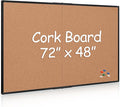Extra Large Cork Bulletin Board 72" X 48", Foldable Notice Pin Board for Wall, Black Aluminium Framed 6'x4' Corkboard, Wall Mounted Noticeboard with 32 Push Pins for School, Home & Office