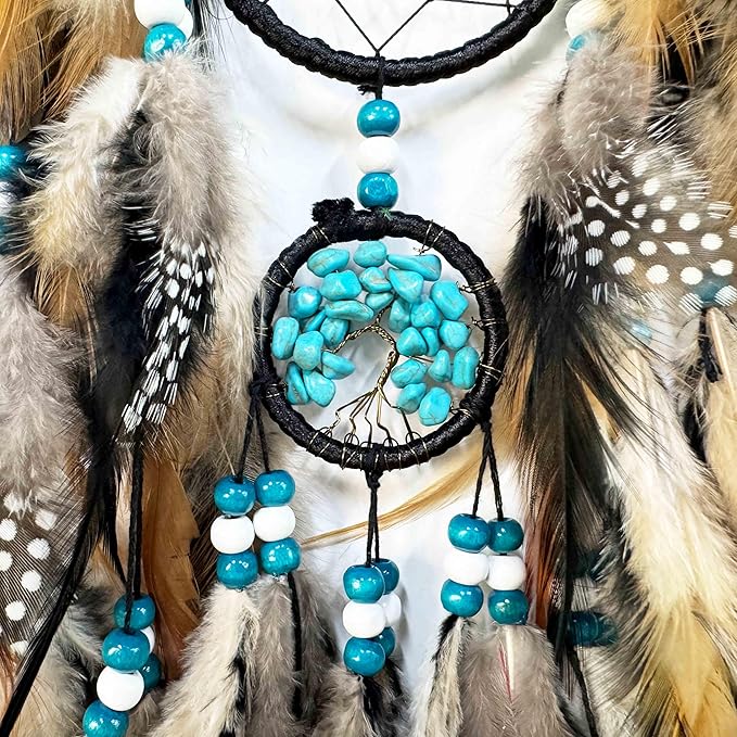 Dream Catchers for Adults Large Dream Catchers Black Dream Catcher Turquoise Wall Decor for Bedroom Adult Brown Boho Dream Catcher Wall Decor Tree of Life Suncatcher Hanging