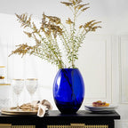 Barski Glass - Handmade - 12" H - (12 inches High) - Barrel Vase - Cobalt Blue - Made in Europe