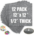 AKTOP Cork Bulletin Board 12x12, 1/2" Thick Felt Cork Board Tiles 12 Pack, Small Square Pin Board for Wall, Self Adhesive Corkboards with 120 Push Pin Wood Clips for School, Home & Office, Grey