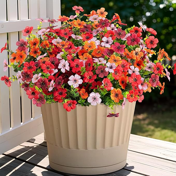 Artificial Flowers for Outdoors Potted Spring Decor, 12 Bundles Fake Summer Daisy with Realistic Eucalyptus Leaves, Faux Plants for Greenery Boxwood Porch Patio Garden Pot Lawn