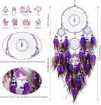 Large Dream Catchers, Boho Handmade Native Macrame Dream Catchers Wall Hanging for Bedroom Living Room Wedding Party Decor, Festival Blessing Gift for Kids Boys Girls (Purple & Black)