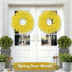 26 Inch Spring Wreaths for Front Door Large Easter Valentines Forsythia Floral Summer Spring Door Wreaths Outdoor All Season Spring Decorations for Home Porch Room Window Wall Farmhouse Decor (Yellow)