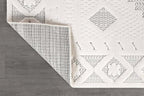 Modern Micro Loop Indoor Area Rugs for Living Room Bedroom Kitchen Geometric Trellis White 4x6 Luxury Durable Low and High Pile Non-Shedding Stain Resistant Soft Area Carpet 4 x 6