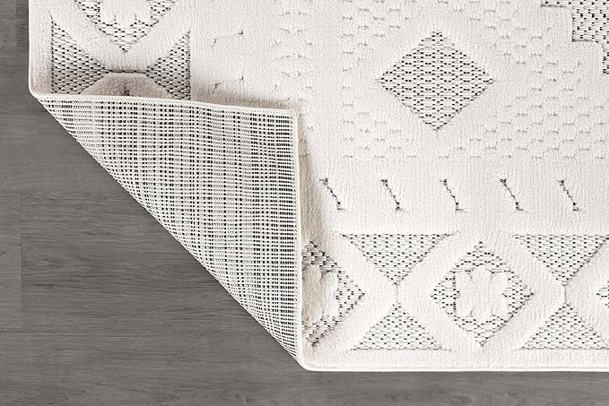 Modern Micro Loop Indoor Runner Rugs for Living Room Bedroom Kitchen Geometric Trellis White 2x7 Luxury Durable Low and High Pile Non-Shedding Stain Resistant Soft Area Carpet 2 x 7
