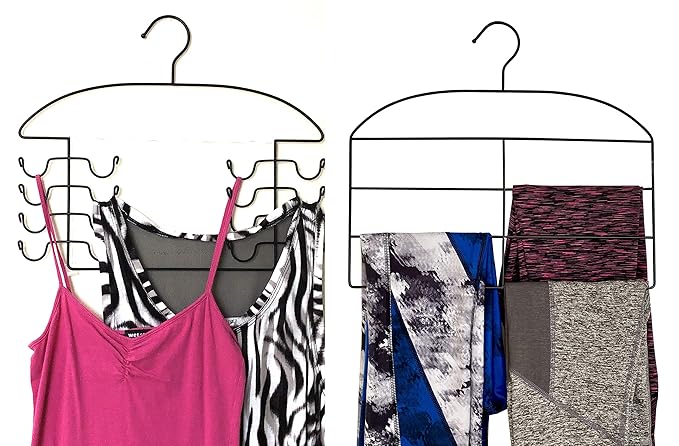 DR. Organizer Leggings/Yoga/Stretch Pants & Tank Top/Cami Closet Organizer Hanger 2/pc Set Combo, Tank Top & Pants, Black, 2 Piece