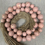 Handcrafted Farmhouse Wooden Decorative Beads Garland, Table Tray Boho Wood Beads with Tassel, Small Rustic Antique Decor for Home and Events (Rose Dawn Gold)