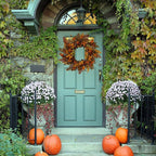WreathDream 20 inch Fall Wreath Autumn Oak Leaves Wreath with Cape Gooseberry,Oak Leaf,Acorn,Berry,Pine Cone for Front Door Farmhouse Indoor Outdoor Festival Home Decor