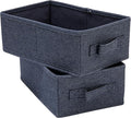 Collapsible Cotton Blend Rectangular Storage Drawer with Handle, Set of 2, Denim