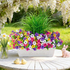 Artificial Flowers for Outdoors, 14 Bundles UV Resistant Fake Flowers Daisy with Greenery Plants,Faux Outdoor Flowers for Spring Summer Decoration, Outdoor Faux Plants Home Window Porch Patio Yard