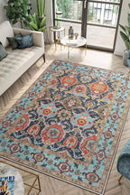 Keen Home Design 10x14 Rug - Machine Washable Area Rug with Non-Slip Backing, Ideal for Living Room, Dining Room, Bedroom - Vintage, Easy Clean, Durable, Low Pile Rug - (9'7" x 14')