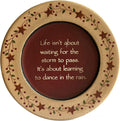 CVHOMEDECO. Primitive Vintage Dance in the Rain Wood Decorative Plate Display Wooden Plate Home Décor Art, 9-3/4 Inch