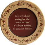 CVHOMEDECO. Primitive Vintage Dance in the Rain Wood Decorative Plate Display Wooden Plate Home Décor Art, 9-3/4 Inch