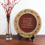 CVHOMEDECO. Primitive Vintage Dance in the Rain Wood Decorative Plate Display Wooden Plate Home Décor Art, 9-3/4 Inch
