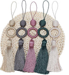 2 Pack 12 Inch Key Tassel with 4 Inch Cord Loop, Handmade Door Knob Tassel with Wooden Ring, DIY Accessories for Home Decoration (Dark Green)