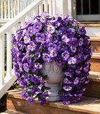 HyeFlora Artificial Flowers for Outdoors 2pcs Faux Silk Pansy Vines Lush UV Resistant Fake Hanging Flower Plants for Outside Porch Yard Patio Window Box (Mix Purple)